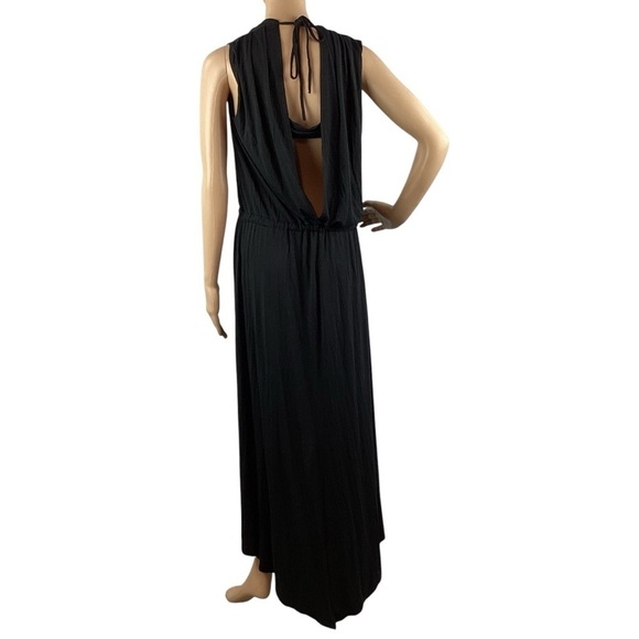 Krisa Draped Back High Low Maxi Dress Size M Black - Picture 5 of 8